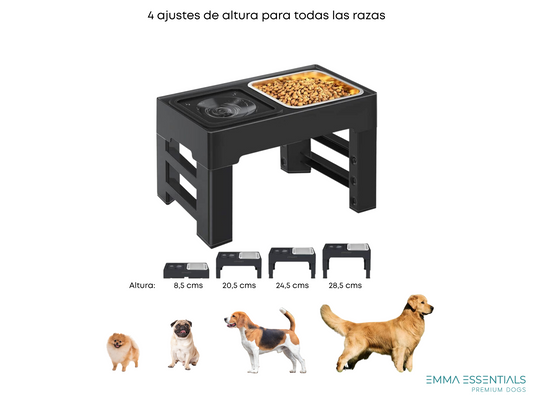 Alzador de platos para perros con altura ajustable